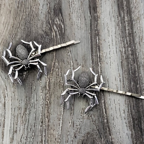 BOXED 2 - Silver or Bronze Spider Hair Bobby Pins - Wedding / Bridal / Prom / Gothic / Halloween - MATCHING Corsage