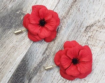 BOXED 2 Mini Red Poppy Lapel Pins - MATCHING Items Available