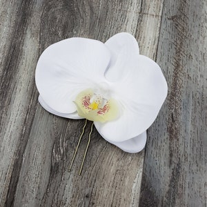 BOXED Real Touch White Phalaenopsis Orchid Hair Pin - MATCHING Corsages / Boutonniere