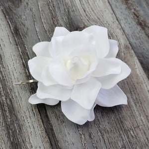 BOXED 2 - White Gardenia Hair Bobby Pins -  MATCHING Boutonnieres / Corsages - Light Pink Option