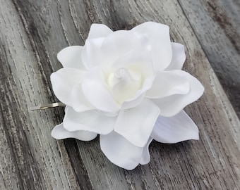 BOXED 2 - White Gardenia Hair Bobby Pins -  MATCHING Boutonnieres / Corsages - Light Pink & Ivory Option