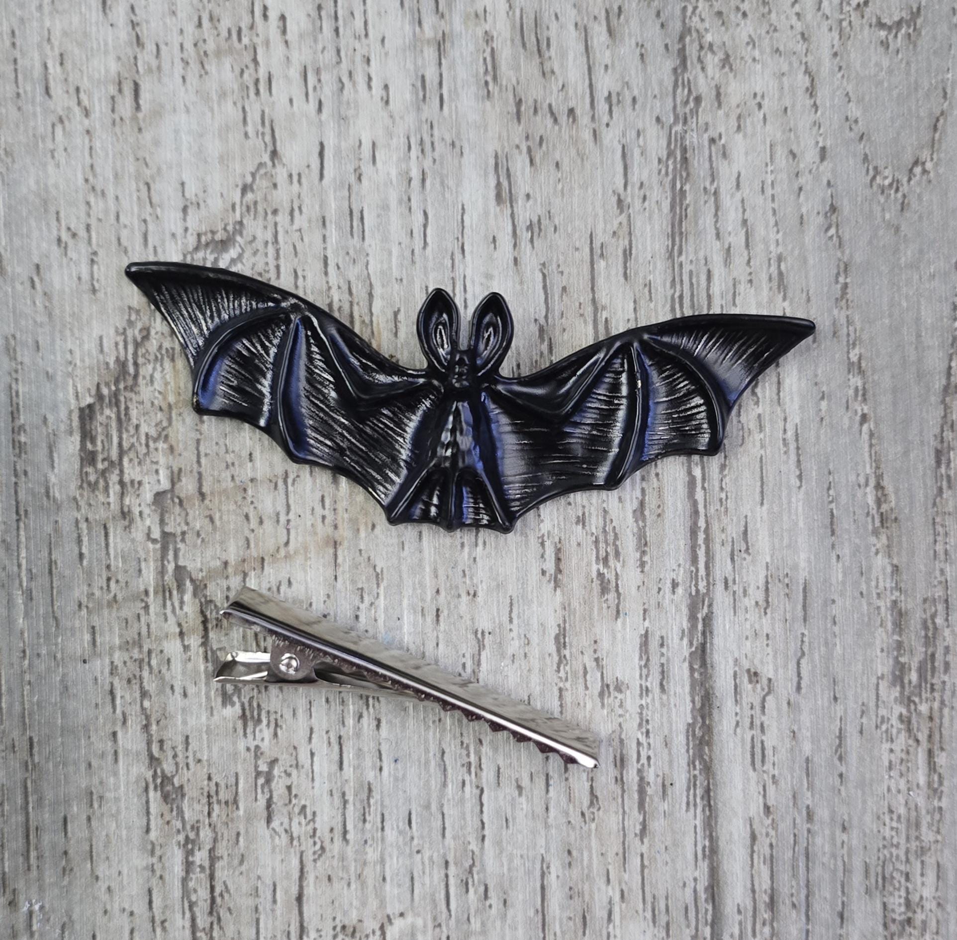 BOXED Black Bat Hair Clip – Gothic Wedding, Halloween 