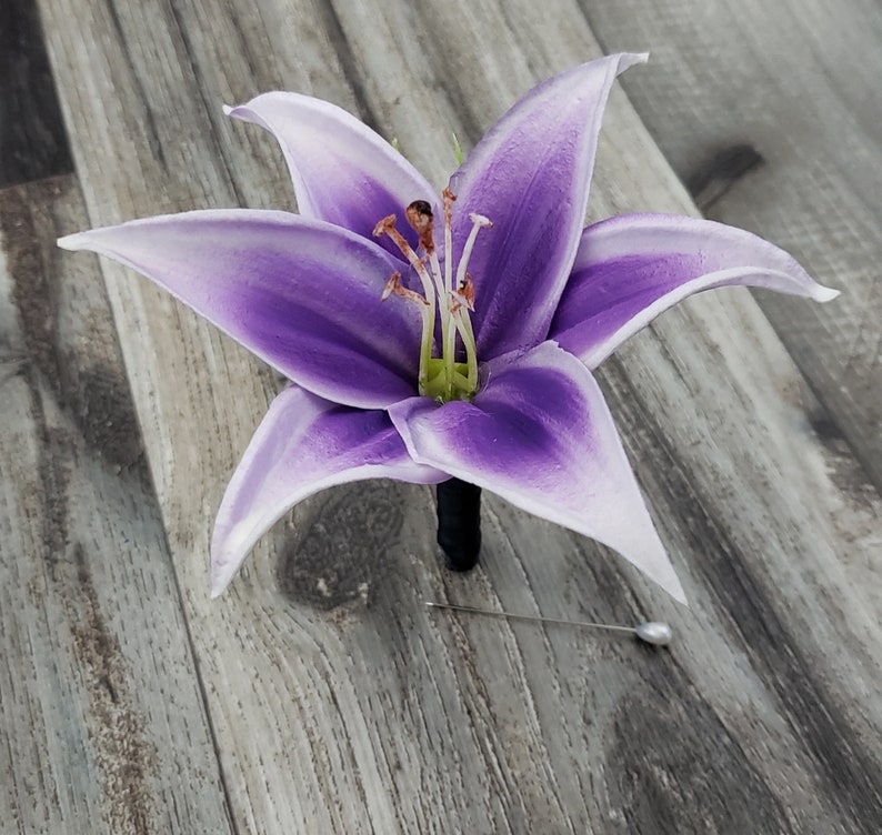 BOXED Real Touch Purple White Stargazer Tiger Lily with a Etsy