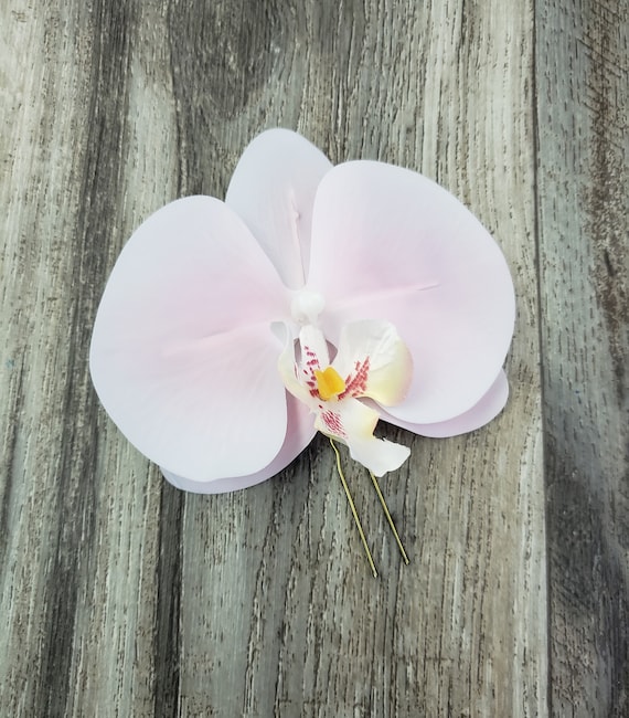 BOXED Real Touch Pale Pink Phalaenopsis Orchid Hair Pin  display picture 2