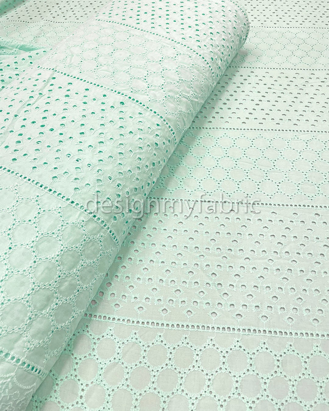 Mint green eyelet fabric discount