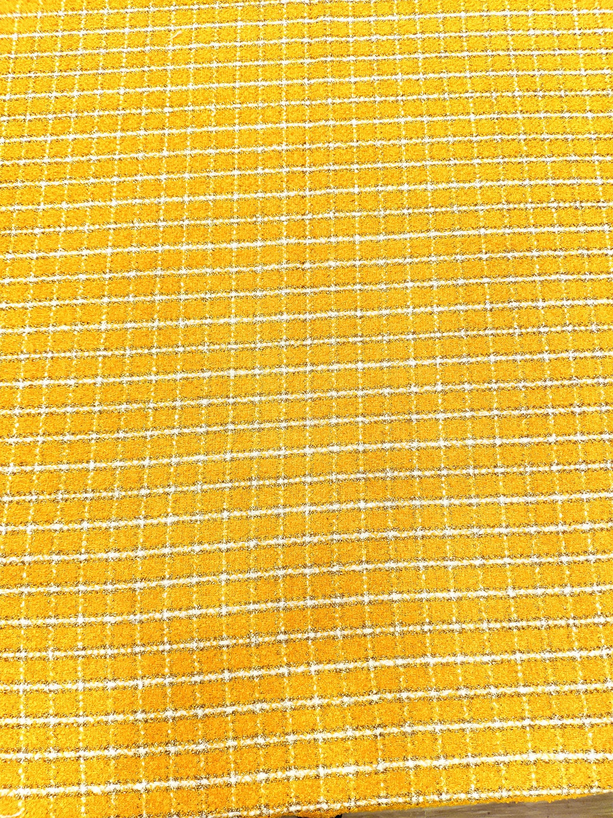 Yellow and Cream tweed fabric #99544 Free shipping