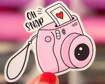 Oh Snap Pink Camera Vinyl Sticker, Photographer Gift