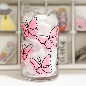 Butterfly Beer Can Glass: 16 oz Iced Coffee Glass