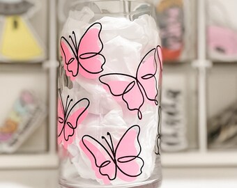 Butterfly Beer Can Glass: 16 oz Iced Coffee Glass