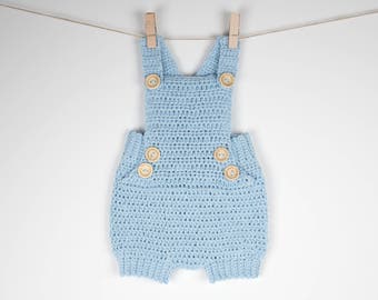 CROCHET PATTERN PDF - Crochet Baby Romper Pure Happiness - Baby Overall, Baby Overall, Unisex Classic Romper, Blue, Baby Outfit