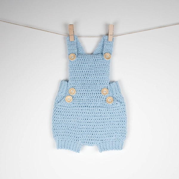 CROCHET PATTERN PDF - Crochet Baby Romper Pure Happiness - Baby Overall, Baby Overall, Unisex Classic Romper, Blue, Baby Outfit