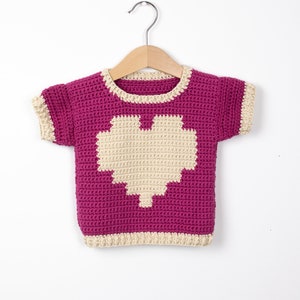 CROCHET PATTERN - Crochet Baby Sweater - Big Heart - Baby Pullover - PDF