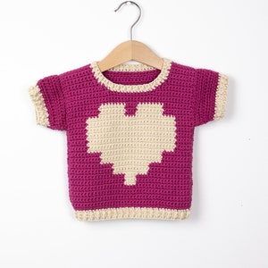 CROCHET PATTERN Crochet Baby Sweater Big Heart Baby Pullover PDF image 1