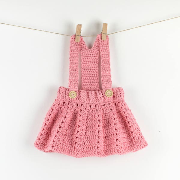 PATRÓN DE CROCHET PDF - Vestido de bebé de ganchillo Peony Twirl - Mono para bebé, falda para bebé, traje para recién nacido, vestido sencillo para bebé,