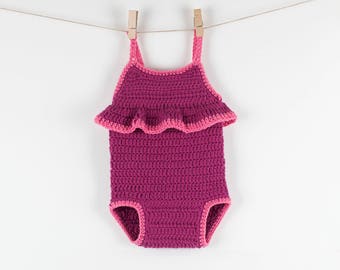 CROCHET PATTERN - Crochet Baby Romper Strawberry Pie - Baby Overall - Baby Romper - PDF