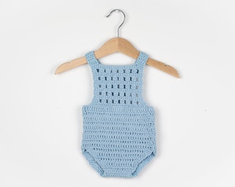 CROCHET PATTERN - Crochet Baby Romper Blue Orchid/Playsuit - Baby Overall - PDF