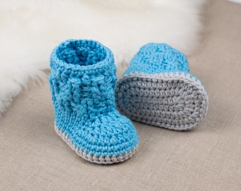 Blue Snowman Crochet Baby Booties Pattern – PDF