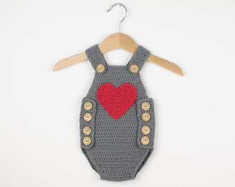 Crochet Baby Romper Pattern – Baby Joy Playsuit with Heart (PDF)