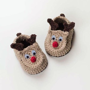 CROCHET PATTERN PDF - Crochet Baby Booties Reindeer Booties - Baby Shoes,Baby Footwear, Baby Sock Booties, Newborn Booties, Christmas Gift