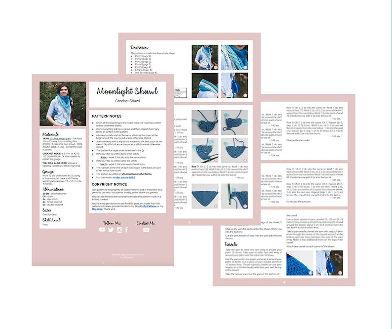 CROCHET PATTERN PDF - Simple Easy for Beginners - Crochet Shawl ...