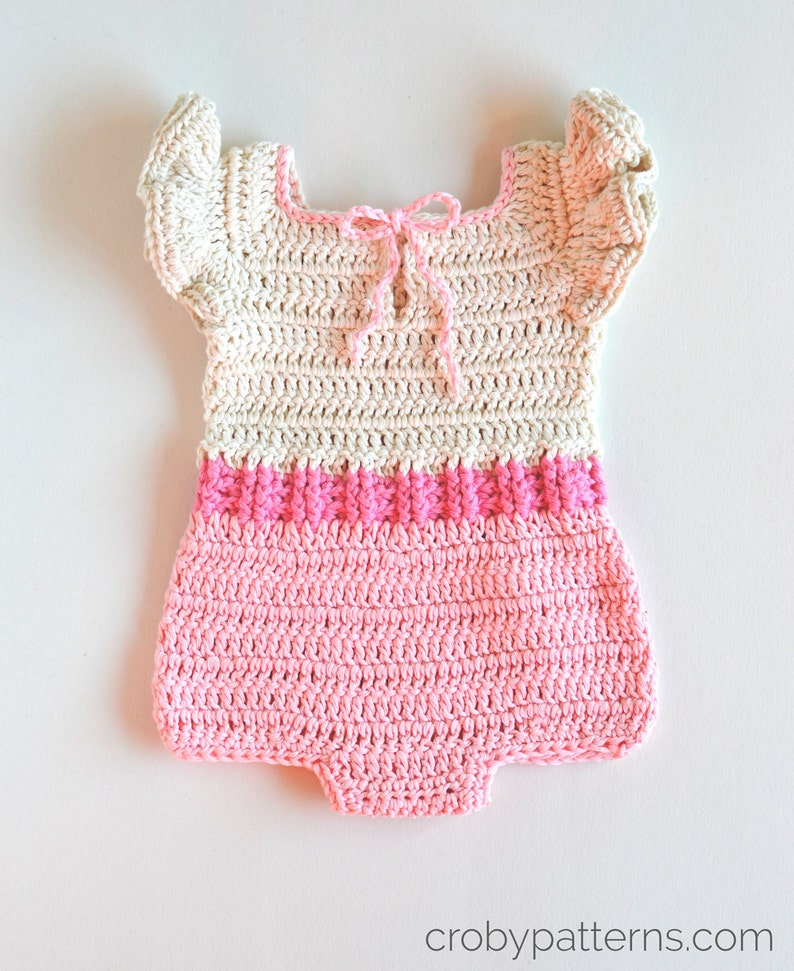 CROCHET PATTERN Crochet Baby Romper Pink Flaming Baby Overall PDF image 5