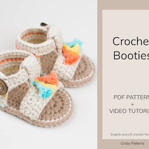 CROCHET PATTERN Crochet Baby Booties Sandals Boho Girl Baby Shoes PDF image 2