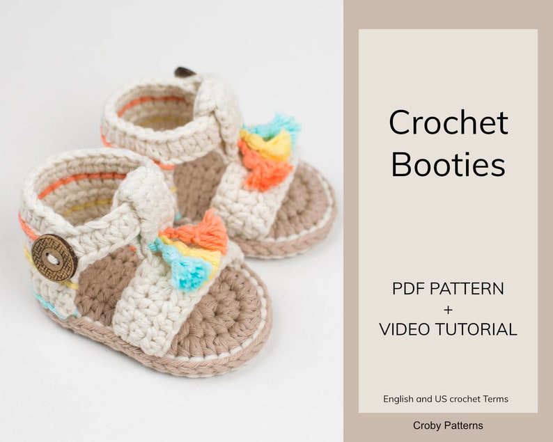 CROCHET PATTERN Crochet Baby Booties Sandals Boho Girl Baby Shoes PDF image 2