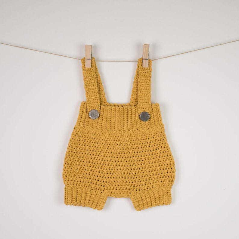 CROCHET PATTERN PDF Crochet Baby Romper, Baby Playsuit, Crochet Baby Overall Little Cookie, Mustard Baby Romper, Outfit image 1