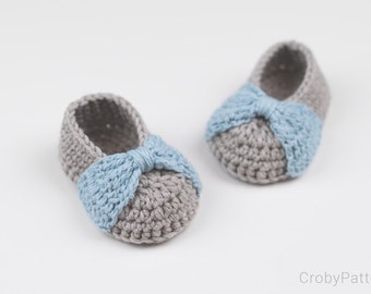 CROCHET PATTERN - Crochet Baby Booties Bow Booties - Baby Shoes - PDF