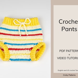 CROCHET PATTERN PDF Crochet Baby Pants Retro Chic Baby Shorts, Baby Diaper Covers, Baby Pants, Baby Shorts, Baby Bloomers, Baby Clothes image 2