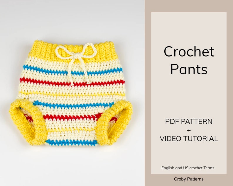 CROCHET PATTERN PDF Crochet Baby Pants Retro Chic Baby Shorts, Baby Diaper Covers, Baby Pants, Baby Shorts, Baby Bloomers, Baby Clothes image 2