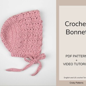 CROCHET PATTERN PDF Crochet Baby Bonnet Baby Hat, Baby Beanie, Lace Baby Bonnet, Winter Hats, Baby Shower Gift, Infant, Vintage Look Hat image 2