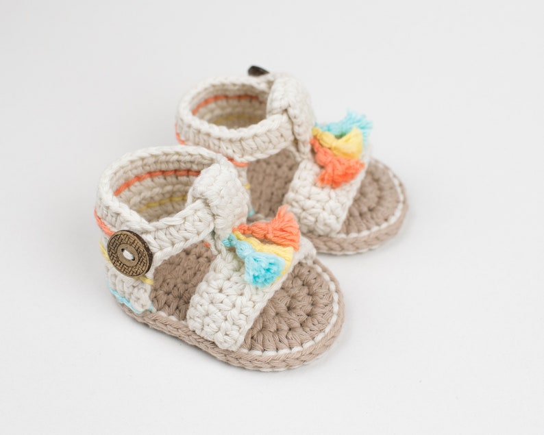 CROCHET PATTERN Crochet Baby Booties Sandals Boho Girl Baby Shoes PDF image 4