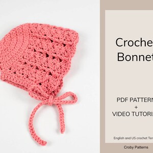 CROCHET PATTERN PDF Crochet Baby Bonnet Baby Hat, Baby Beanie, Lace Baby Bonnet, Winter Hats, Baby Shower Gift, Infant, Vintage Look Hat image 2