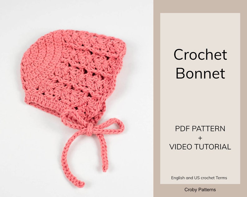 CROCHET PATTERN PDF Crochet Baby Bonnet Baby Hat, Baby Beanie, Lace Baby Bonnet, Winter Hats, Baby Shower Gift, Infant, Vintage Look Hat image 2