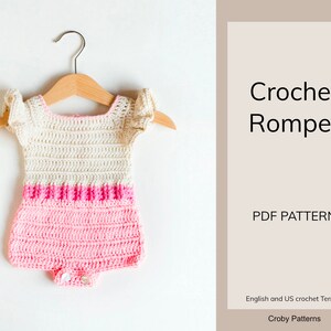 CROCHET PATTERN Crochet Baby Romper Pink Flaming Baby Overall PDF image 2