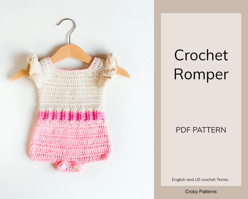 CROCHET PATTERN Crochet Baby Romper Pink Flaming Baby Overall PDF image 2