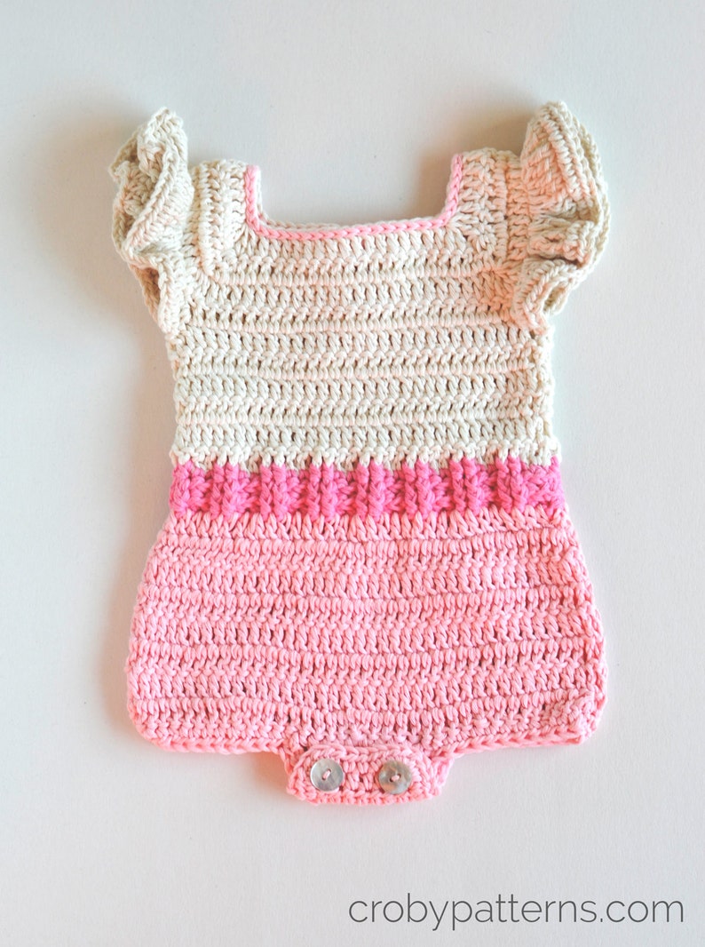 CROCHET PATTERN Crochet Baby Romper Pink Flaming Baby Overall PDF image 6