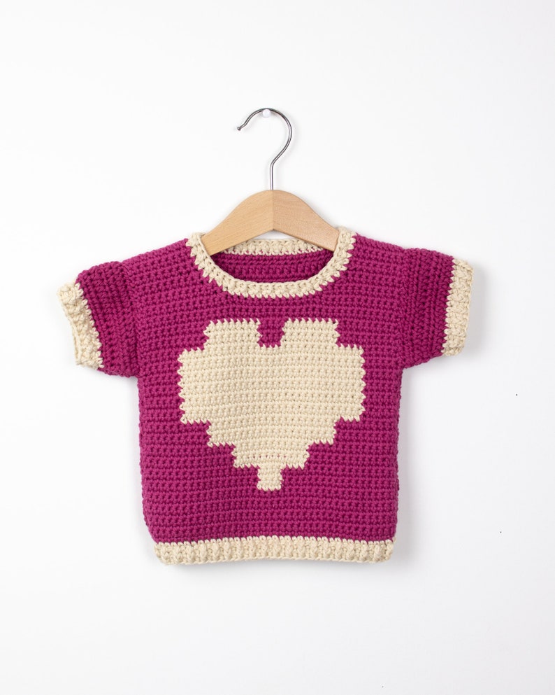 CROCHET PATTERN Crochet Baby Sweater Big Heart Baby Pullover PDF image 1