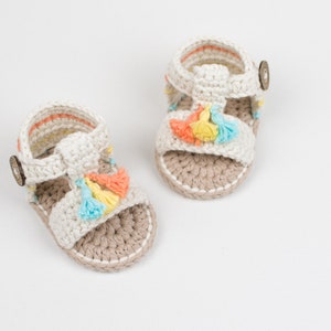 CROCHET PATTERN Crochet Baby Booties Sandals Boho Girl Baby Shoes PDF image 1