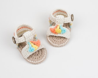 CROCHET PATTERN - Crochet Baby Booties Sandals Boho Girl - Baby Shoes - PDF