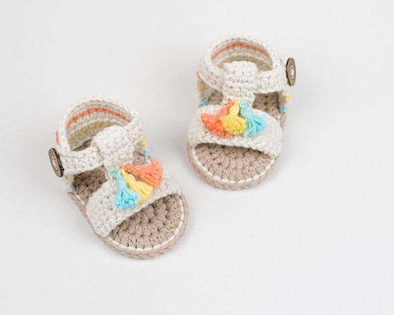 CROCHET PATTERN Crochet Baby Booties Sandals Boho Girl Baby - Main Image