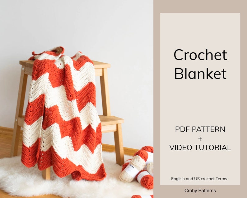 CROCHET PATTERN PDF Crochet Baby Blanket Chevron Blanket Zig zag Blanket Baby Blanket in two colors image 2