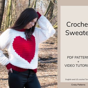 CROCHET PATTERN PDF Simple Easy For Beginners Crochet Sweater In Small Medium and Large size Crochet Pullover Chunky Sweater image 2