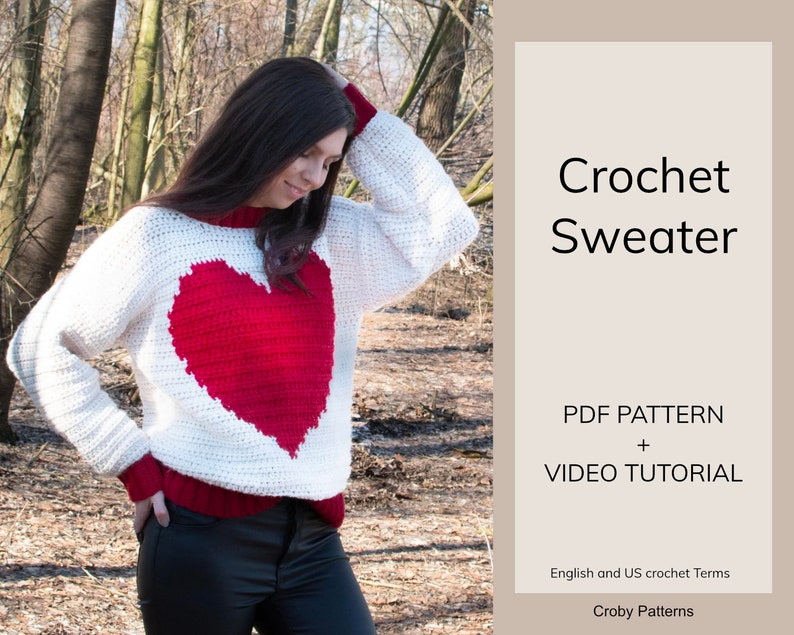 CROCHET PATTERN PDF Simple Easy For Beginners Crochet Sweater In Small Medium and Large size Crochet Pullover Chunky Sweater image 2