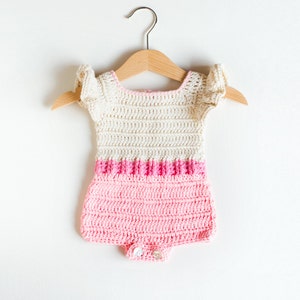 CROCHET PATTERN Crochet Baby Romper Pink Flaming Baby Overall PDF image 1