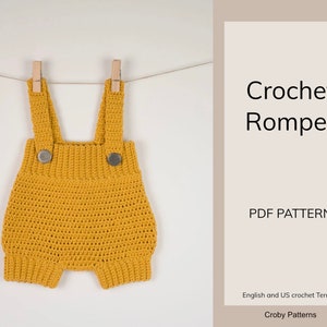 CROCHET PATTERN PDF Crochet Baby Romper, Baby Playsuit, Crochet Baby Overall Little Cookie, Mustard Baby Romper, Outfit image 2