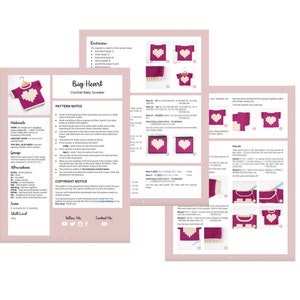 SCHEMA UNCINETTO Maglione per neonati all'uncinetto Cuore grande Pullover per neonati PDF immagine 3
