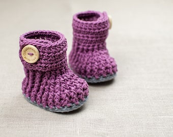 CROCHET PATTERN - Crochet Baby Booties Violet Drops - Baby Shoes - PDF