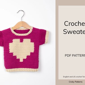 CROCHET PATTERN Crochet Baby Sweater Big Heart Baby Pullover PDF zdjęcie 2